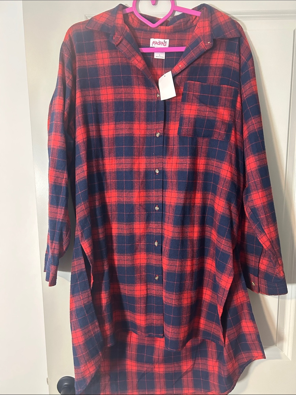 MadRag Red & Navy Plaid Button-Up Tunic